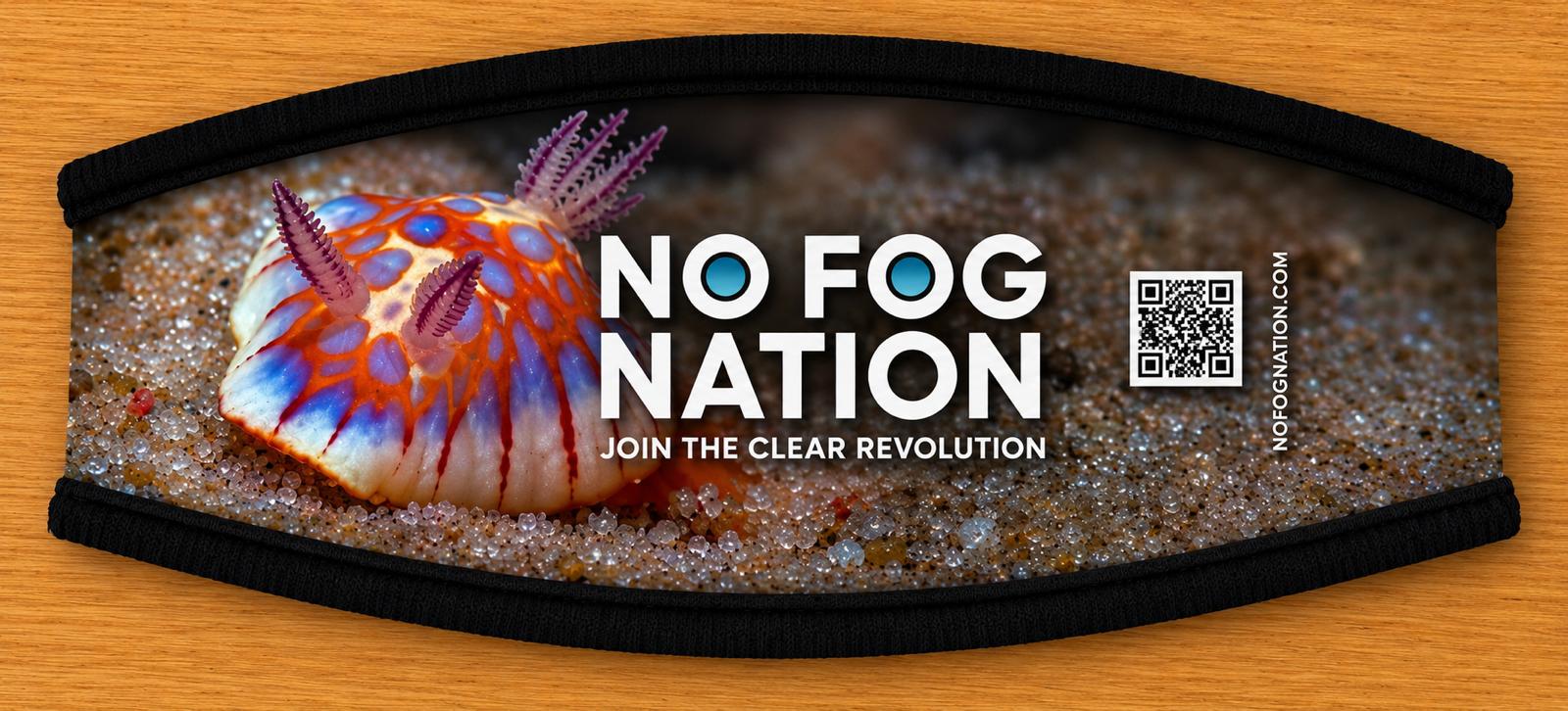No Fog Nation Ocean Series mask strap cover featuring a vibrant nudibranch